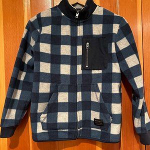 [Quiksilver] Blue Plaid Boys’ Full Zip Fleece Jacket - Size M